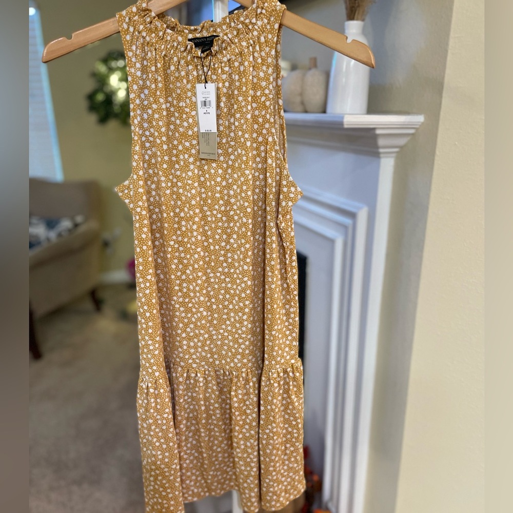Banana Republic Mustard Yellow Floral Midi Dress